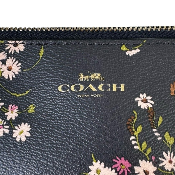 COACH Floral Midnight Multi Leather Large Cosmetic Travel Pouch Bag Case - Picture 2 of 12